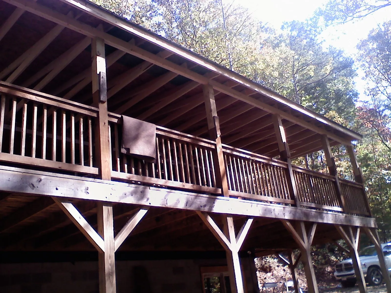 Timber framing under a new elevated porch and deck — Roof Leak Repair in Ipava by Roofing Brothers